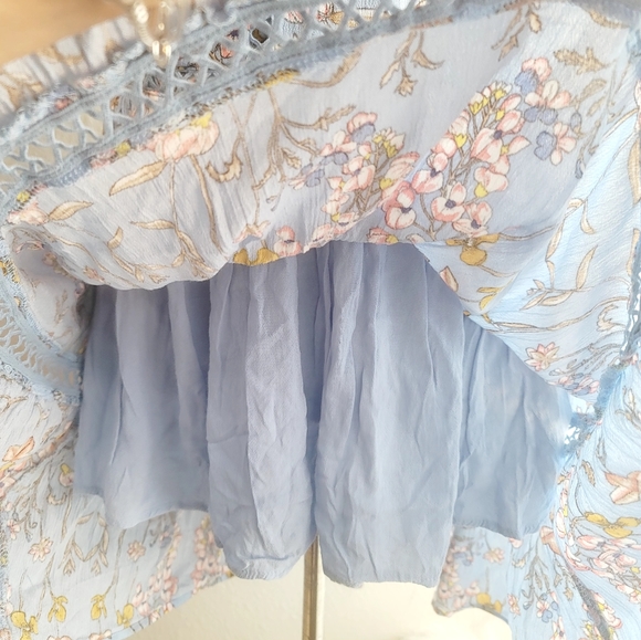 ABEL THE LABEL BLUE FLORAL FIT & FLARE JAASE BACKLESS HALTER MINI DRESS SZ SMALL - Picture 7 of 16